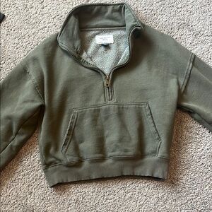 American Eagle Outfitters Olive Green Half-Zip Sweater